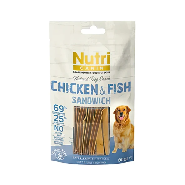 Nutri Canin Tahılsız Tavuklu Balıklı Köpek Ödül Maması 80gr ürün görseli 1