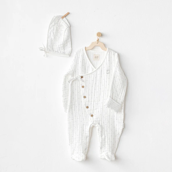 Erkek Bebek Tulum Takım Romper Hat Set Muslin Wawa Boys AC24734 ürün görseli 1