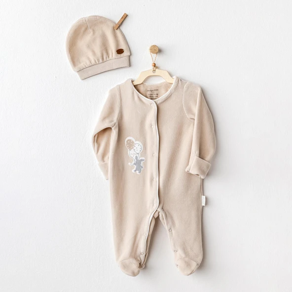 Erkek Bebek Tulum Takım Romper Hat Set Velvet Happy Everyday AC25064 ürün görseli 1