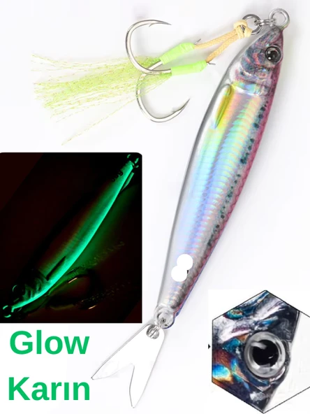 ea genset Gerçekçi Lazer Hologram Metal Balık Jig, Yapay Yem  20 gr 6.5 cm UV Neon Pembe Sırt, Fosforlu Glow Karın ürün görseli 1