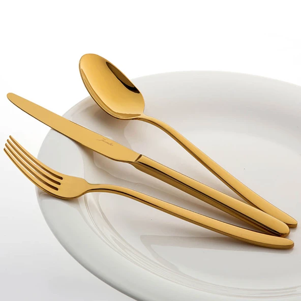 Jumbo 9400 Titanyum Gold 12 Kişilik 84 Parça Çatal Kaşık Bıçak Takımı ürün görseli 1