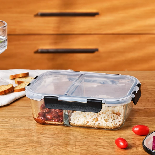 Emsan Twin 1360 ml Borosilikat Saklama Kabı ürün görseli 1