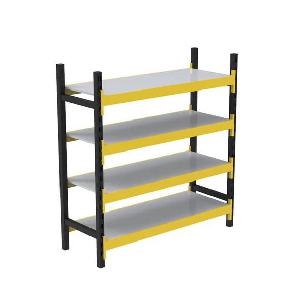 4 Katlı Tekli Midi Rack - Ekonomik Depo,Arşiv, Kiler Rafı   Siyah-Turuncu 35x150 cm 150 cm ürün görseli 1