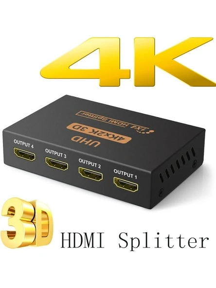 4 Port HDMI Splitter 4K Ultra HD 1 Giriş 4 Çıkış HDMI Görüntü Çoğaltıcı Çoklayıcı ürün görseli 1