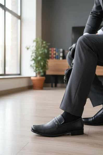 noch Erkek Hakiki Deri Bant Detaylı Klasik Ofis Ayakkabısı Loafer ürün görseli 1
