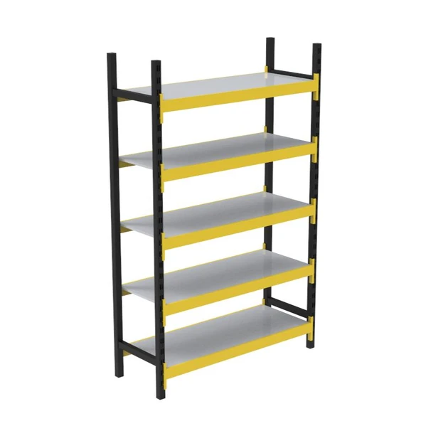 5 Katlı Tekli Midi Rack - Ekonomik Depo,Arşiv, Kiler Rafı   Siyah-Turuncu 35x120 cm 150 cm ürün görseli 1