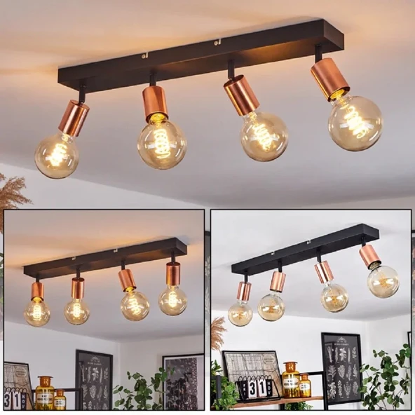 RİOLIGHT MODERN SİYAH 4XE27 DUYLU MAFSALLI HAREKETLİ BAŞLIK(GLOP AMPUL HARİÇ) METAL SPOT AVİZE ürün görseli 1