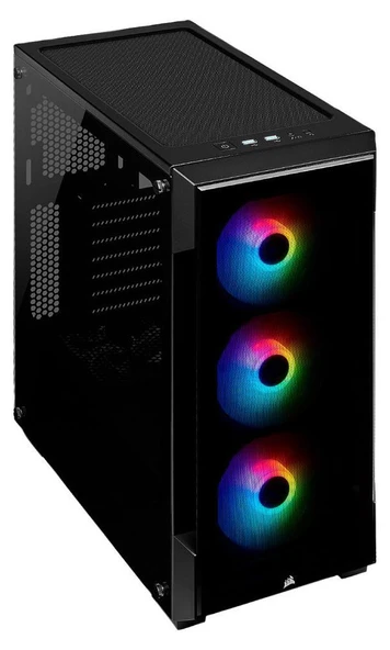 CORSAIR CC-9011190-WW iCUE 220T RGB Tempered Glass Mid-Tower Smart Case 3xARGB fan Siyah Kasa ürün görseli 1