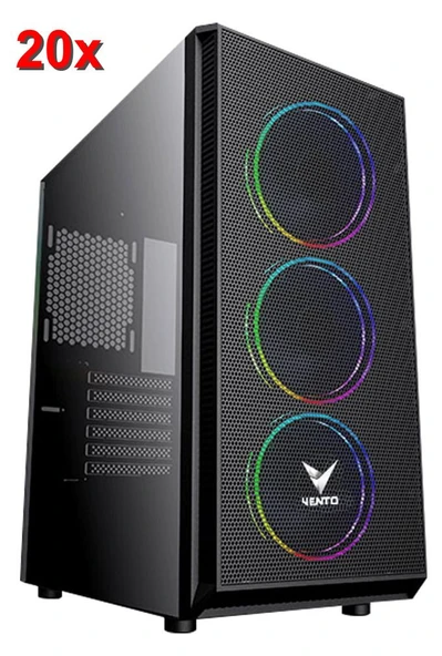 20 adet VENTO Neptune VG07F TEMPERED GLASS Adreslenebilir RGB 3ad120mm Mid-Tower Pencereli Güç Kaynaksız Kasa ürün görseli 1