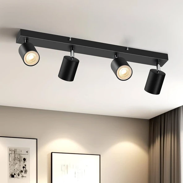RİOLİGHT MODERN SİYAH MUTFAK,SALON,GİYİNME ODASI,CAFELER İÇİN GÜN İŞİĞI METAL 4LÜ SPOT(AMPUL DAHİL) ürün görseli 1