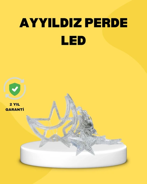 126 LED’li Yıldız Ay Perde Işık Prizden Çalışan Dekoratif Aydınlatma ürün görseli 1