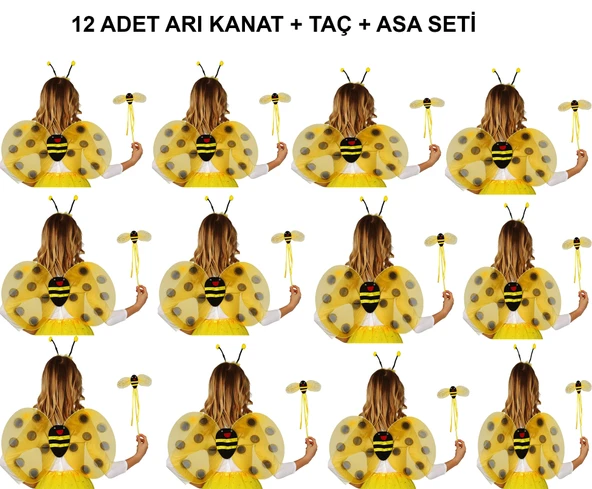 Okul Gösterileri için Arı Seti 12 Adet - Taç, Kanat, Asa ürün görseli 1