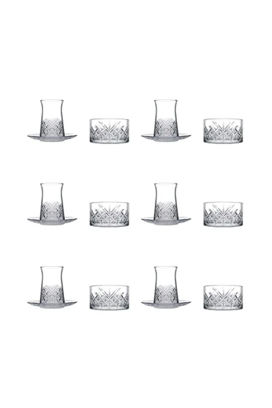 Paşabahçe timeless çay bardağı çerezlik takımı- çay bardağı tabağı ve çerezlik seti 18 parça ürün görseli 1