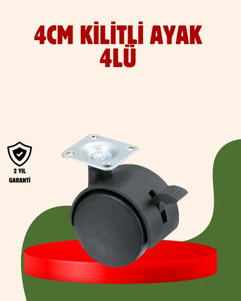 4 Cm Kilitli Döner Ayak 4 Adet Sehpa Mobilya Ayağı ürün görseli 1