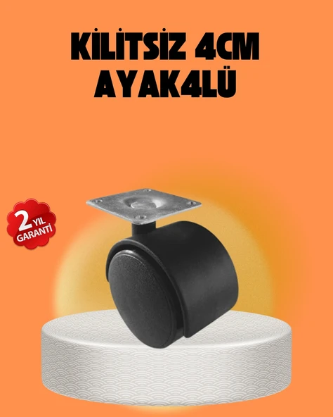 Kilitsiz 4 Cm Tekerlek Ayak 4’Lü Set Sessiz Dayanıklı ürün görseli 1