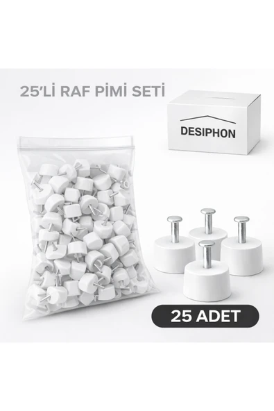 DESIPHON  Çivili Raf Pimi Beyaz 25 Adet | Dolap ve Raf Sabitleme Pimi Dayanıklı Plastik Raf Destek Aparatı ürün görseli 1