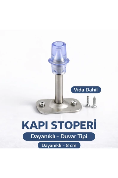 DESIPHON  Kapı Arkası Kolu Stoperi Metal Gövde Şeffaf Uç 8 Cm Duvar Tipi Vida Dahil ürün görseli 1
