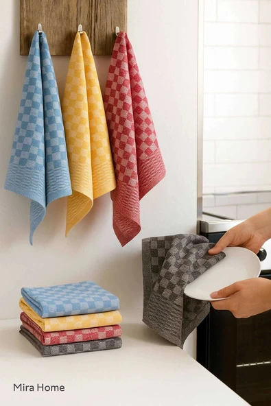 6lı Mutfak Kurulama Bezi 45x65 cm Pötikare Desen ürün görseli 1