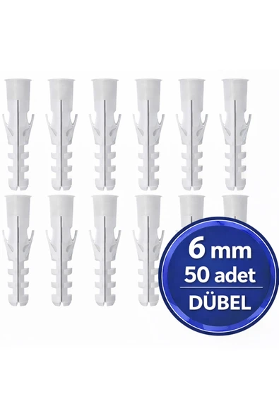 DESIPHON  Plastik Dübel 6 mm Beyaz Duvar Dübeli Çok Amaçlı Vidalı Montaj İçin 100 Adet ürün görseli 1