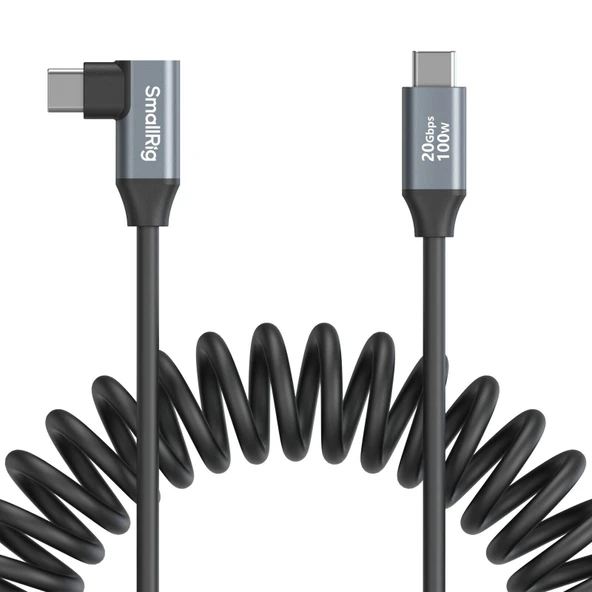 SmallRig 4792 USB-C (Düz) - USB-C (Açılı) Sarmal Veri Kablosu ürün görseli 1