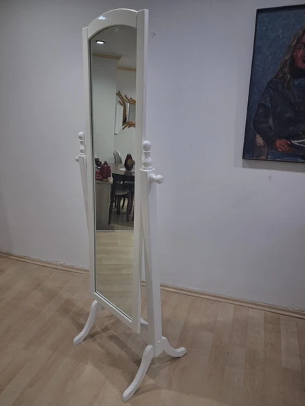 Boy Ayna 90587 Dikdörtgen Model Ahşap MDF Parlak Krem Flotal Ayna El Yapım ürün görseli 1