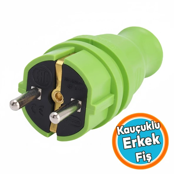 Yeşil Renk Kauçuk Erkek Düz Fiş Dayanıklı Elektrik Fişi Güçlü Kablo Bağlantısı Priz Uyumlu ürün görseli 1