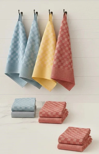 6lı Mutfak Kurulama Bezi 45x65 cm Pötikare Desen ürün görseli 1