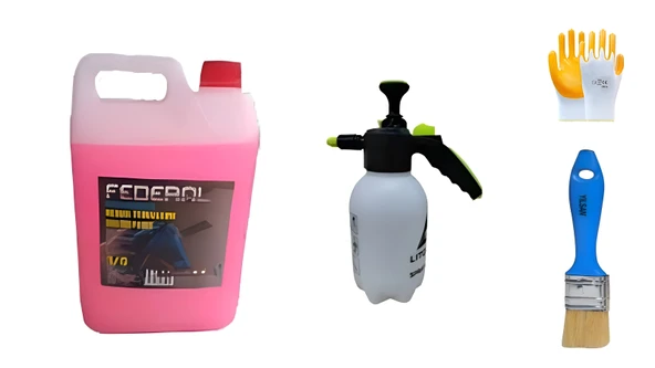 Konsantre Klima Temizleme İlaç 5 Lt Sıvı-2 Lt Hellove Püskürtme Sprey Şişesi+Eldiven+Fırça ürün görseli 1