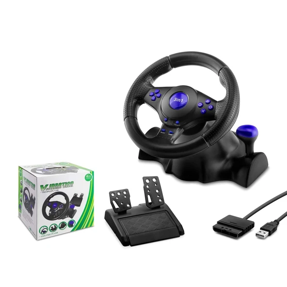 Vw9803 Oyun Direksiyon Seti 3İn1 Ps3- Ps2 - Pc ürün görseli 1