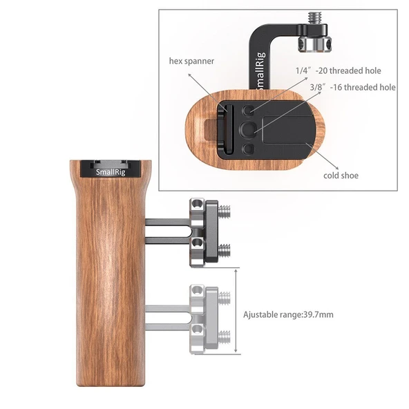 SmallRig HSN2093C Evrensel Ahşap Yan Kol - Resim 2