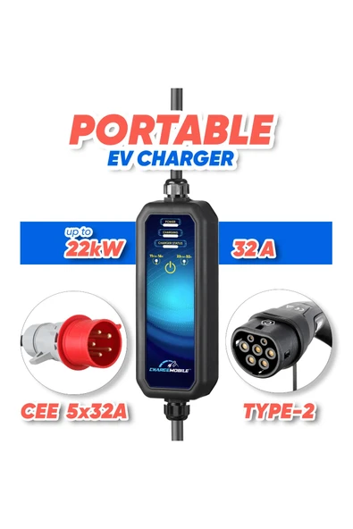 ChargeMobile CMP22 Basic Taşınabilir 22KW Elektrikli Araç Şarj Cihazı ürün görseli 1