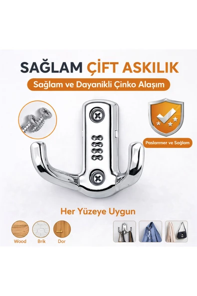 DESIPHON  Modern Portmanto Askısı Vestiyer Duvar ve Dolap Elbise Askılığı Krom Metal ürün görseli 1