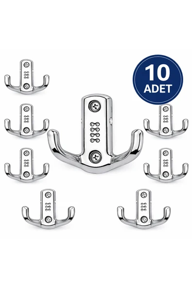DESIPHON  10 Adet Çiftli Krom Metal Duvar Askısı Portmanto Vestiyer Elbise Askılığı ürün görseli 1