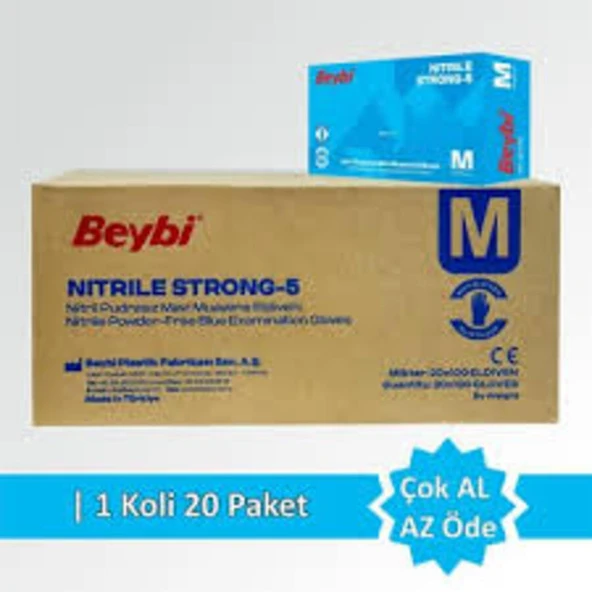 Beybi 1 Koli (20 Paket) M (Medium) Beden Pudralı Lateks Beyaz Muayene Eldiveni ürün görseli 1