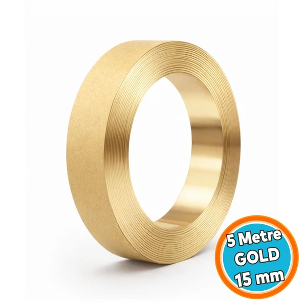Altın Renk Dekoratif Bant (1 Adet) 5MT X 15MM Ahşap Mobilya Duvar Fayans Dekoratif Metalik Bant ürün görseli 1