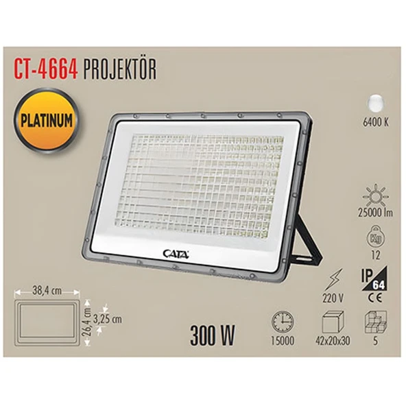 Cata Ct-4664 Platinum 300W Projektör - Beyaz Işık ( 6400K ) ürün görseli 1