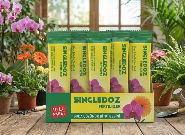 Singledoz Suda Kolay Çözünür Pratik Orkide ve Çiçek Besini 10'lu Paket ürün görseli 1