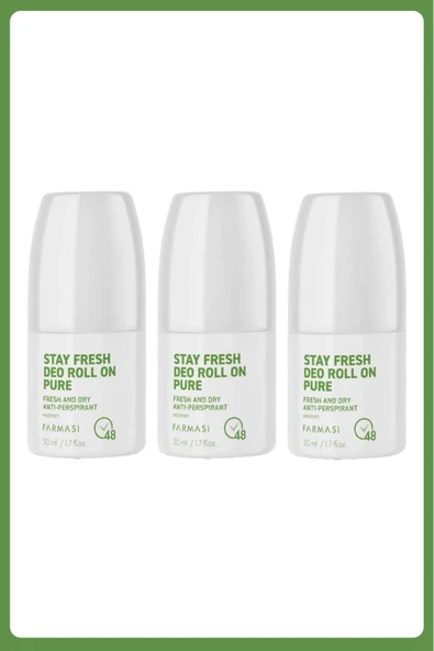 Farmasi Stay Fresh Deo Roll On Pure 50 Ml Kadın 3 Adet ürün görseli 1