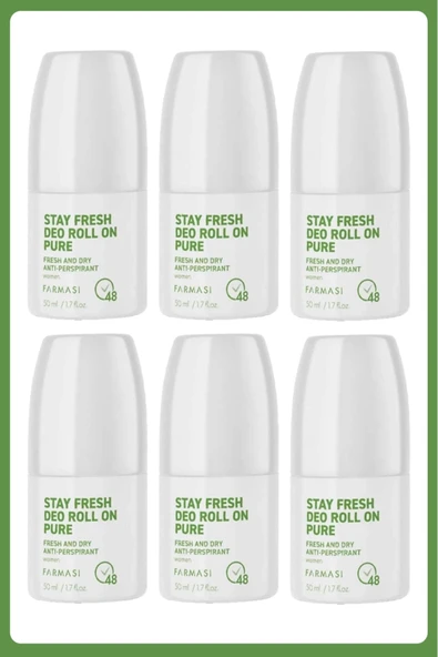 Farmasi Stay Fresh Deo Roll On Pure 50 Ml Kadın 6 Adet ürün görseli 1