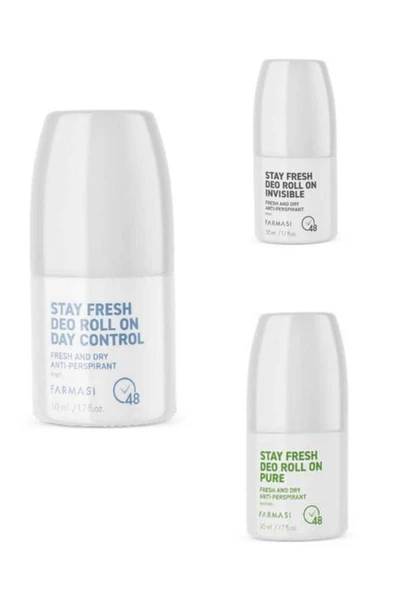 Farmasi Stay Fresh Deo Roll On Day Control 50 ml &Invisible Roll On 50 ml&Pure Roll On 50ML(2 ERKEK 1 BAYAN) ürün görseli 1