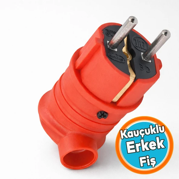 Kırmızı Renk Kauçuk Erkek Eğri Fiş 16A 220V Dayanıklı Esnek Gövde Güvenli Elektrik Priz Bağlantısı ürün görseli 1