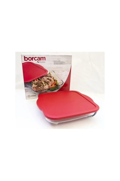 Paşabahçe borcam 59024 kare büyük borcam tepsi plastik kapaklı ürün görseli 1