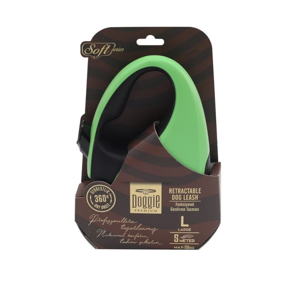 Doggie Soft Serisi Otomatik Uzatma Tasması L-50kg-5mt - Green ürün görseli 1