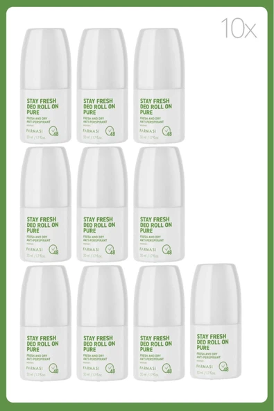 Farmasi Stay Fresh Deo Roll On Pure 50 Ml Kadın 10 Adet ürün görseli 1