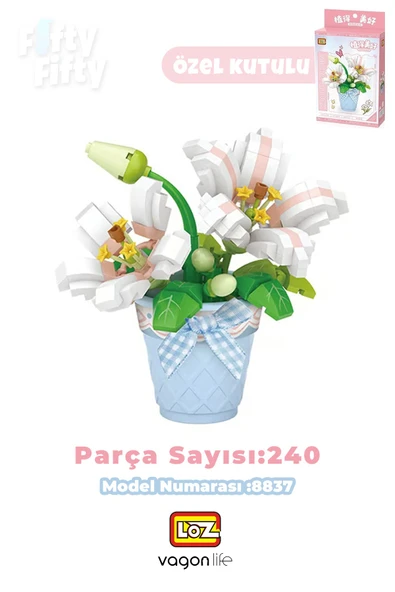 LOZ Micro Block Serisi Çiçek Buketi Saksılı Zambak Figürü 240 Parça Oyuncak Yapım Seti FFLZ-8837 ürün görseli 1