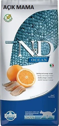 N&D Ocean Tahılsız Ringa Balıklı ve Portakallı 2 kg Yetişkin Kedi Maması - Açık Paket ürün görseli 1
