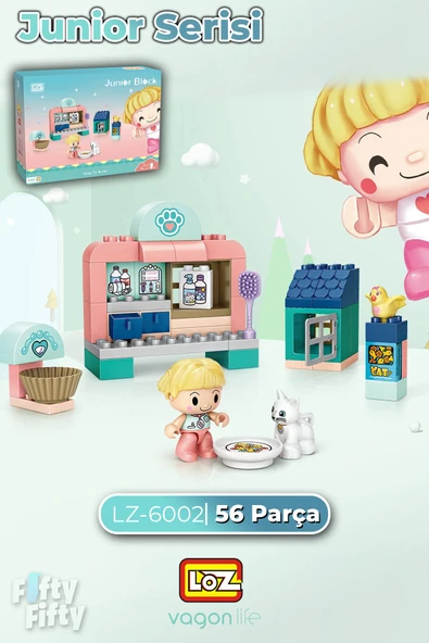Loz Junior Serisi Pet Klinik 56 Parça Dekoratif Oyuncak Yapım Seti Yapı Blok FFLZ-6002 ürün görseli 1