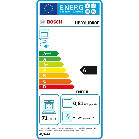 Bosch HBF011BR0T 71 Lt 4 Programlı Inox Ankastre Fırın - Resim 4