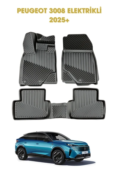 Black Gold Peugeot 3008 Elektrikli 2025+ ile Uyumlu 3D Oto Paspas Premium ürün görseli 1