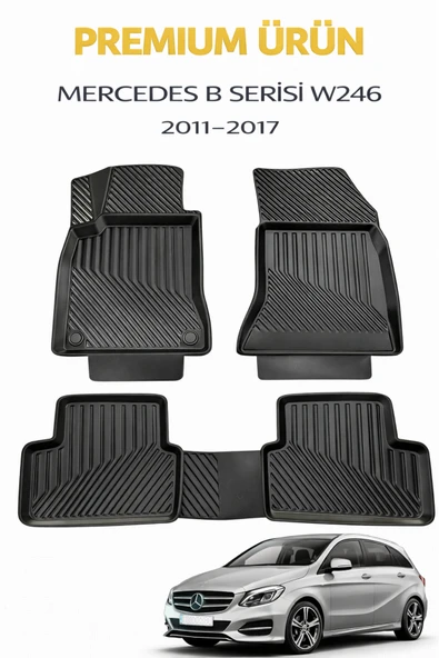 Black Gold Mercedes B Serisi W246 2011-2017 ile Uyumlu 3D Oto Paspas Premium ürün görseli 1